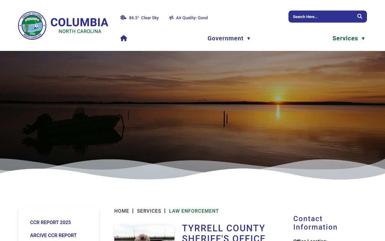 Tyrrell County arrest records and court charges Town of Columbia law enforcement