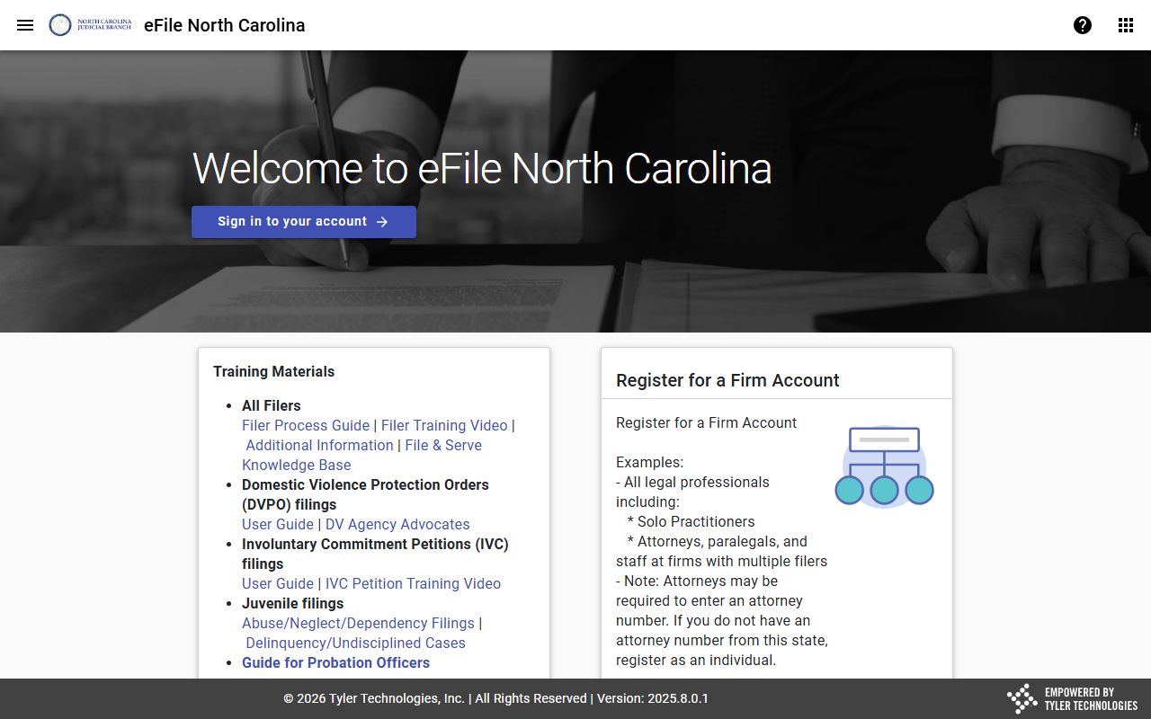 Tyrrell County court dockets North Carolina File and Serve
