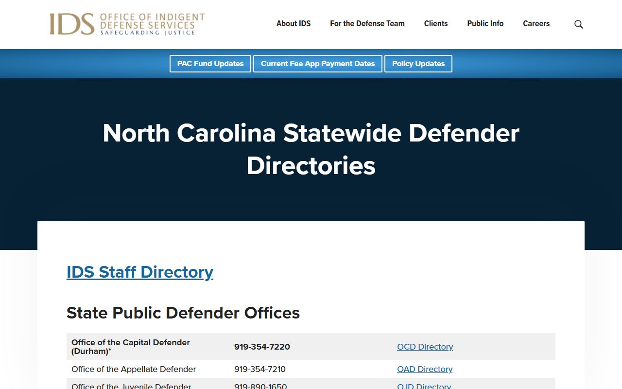 Tyrrell County criminal court records NCIDS defender directory