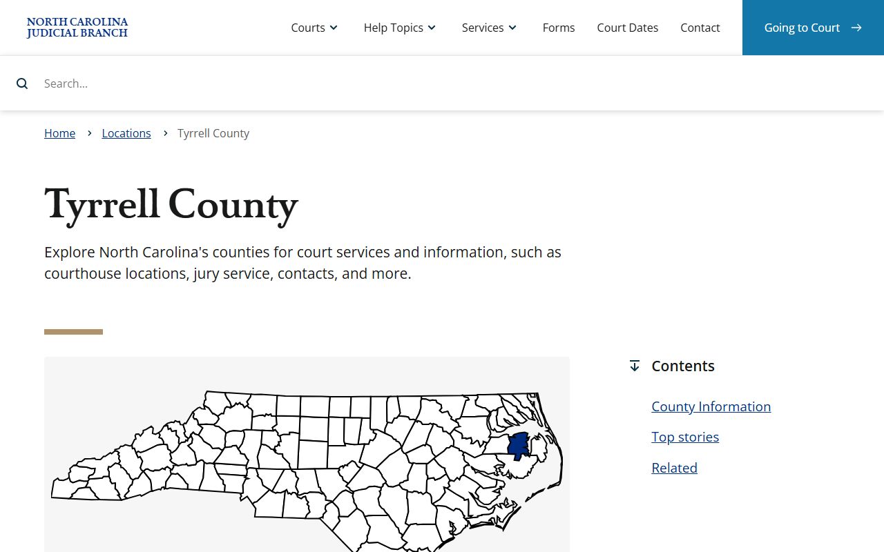 Tyrrell County court records Judicial Branch county landing page