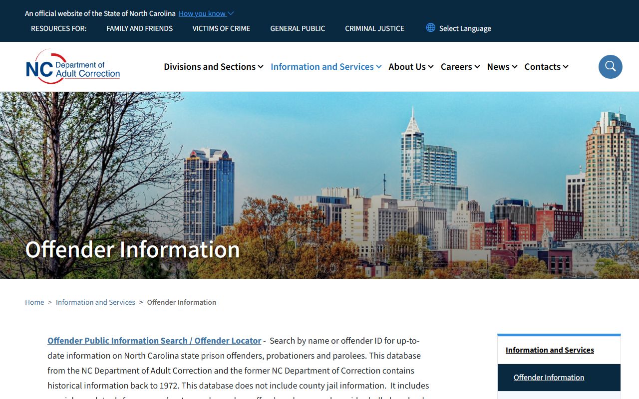 Tyrrell County inmate records NC DAC offender search source