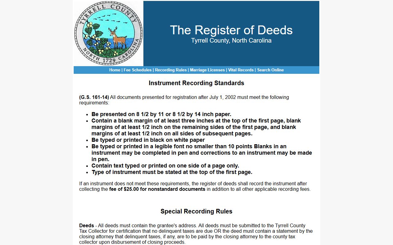 Tyrrell County probate records recording rules