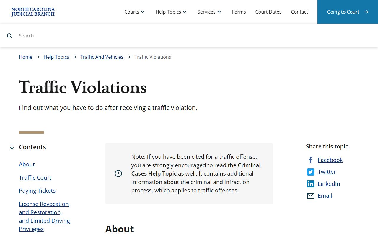 Tyrrell County traffic court records North Carolina traffic violations source
